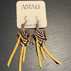 NEW - Feather & Leather Drop Earrings